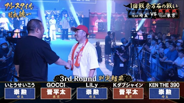 『フリースタイル日本統一』崇勲が晋平太、GOMESS、Chanceを打ち負かして“チーム東京”を無双！
