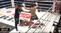 当たった瞬間に“目が飛んでる”衝撃KO 虚無状態にレフェリーたまらず時間差ストップ