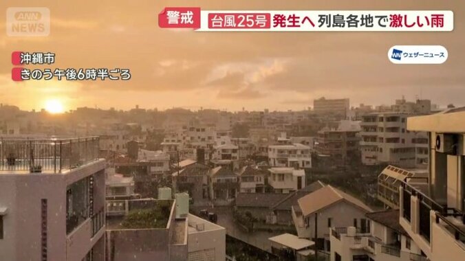 大粒の雨が降った沖縄市