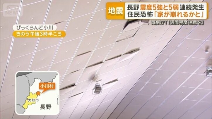 体育館の天井がはがれた