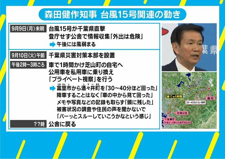 台風通過後も登庁せず、携帯不通の可能性も“私的視察”…森田健作知事の台風対応の異常さ