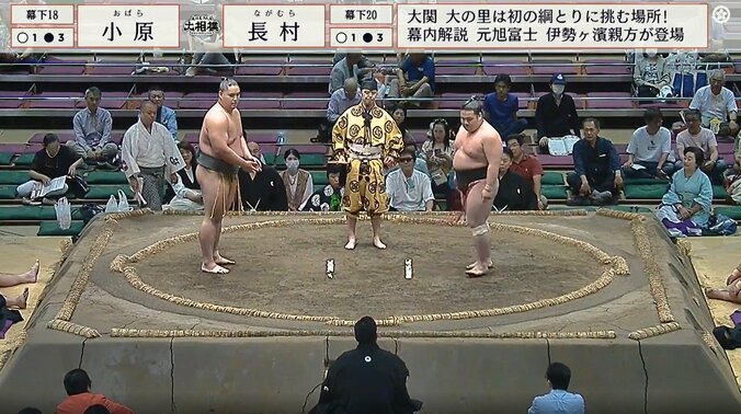 キョトンとする行司と両力士