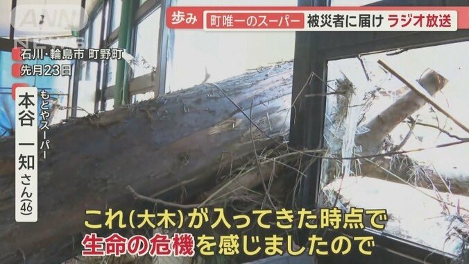 入り口には大木が突き刺さる