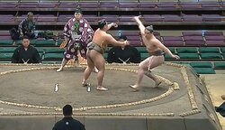 「ひどい」「これはアカン」立ち合い不成立で不穏 大柄力士が土俵下まで吹っ飛ばされ親方に直撃 館内どよめき