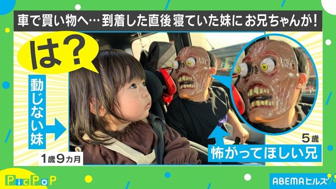 「怖がって欲しい兄vs動じない妹」の写真が話題 激写した母親を直撃 2枚目