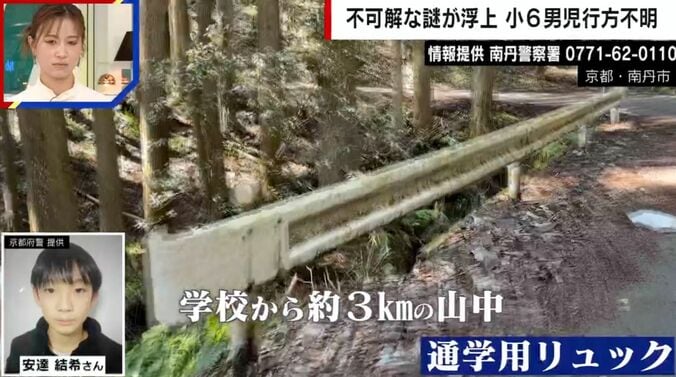 リュックが発見された付近