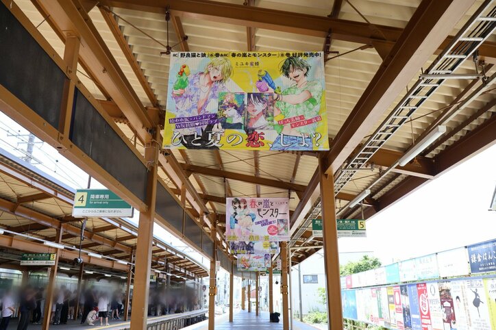 [Photos/Images] Miyuki Mitsubachi’s Two Works, with 15 Million Copies Sold: “Spring Storm and Monster” and “Stray Cat & Wolf” Released Simultaneously—Flag Takeover at Enoden Kamakura Station 2nd