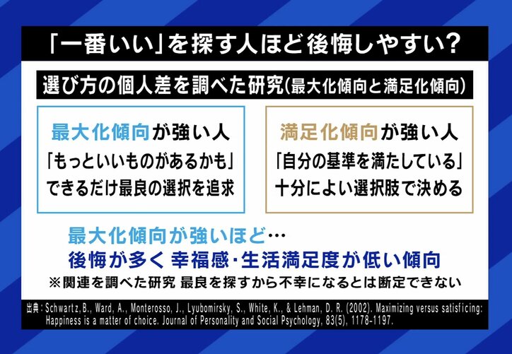 「一番いい」を探す人ほど後悔しやすい？