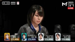 私のリーチが効かないの！？相手の激プッシュに美人雀士の目がぱちくり「ビックリしとるやんw」／麻雀・Mトーナメント