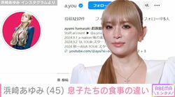 2児の母・浜崎あゆみ（45）、 4歳長男と3歳次男のワンプレートごはん公開、食事方法の違い明かす「お兄ちゃんは、めちゃ綺麗にゆっくり食べる」