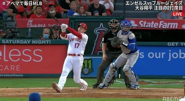 大谷翔平、超豪快スイングにスタジアム騒然「バリーボンズばり
