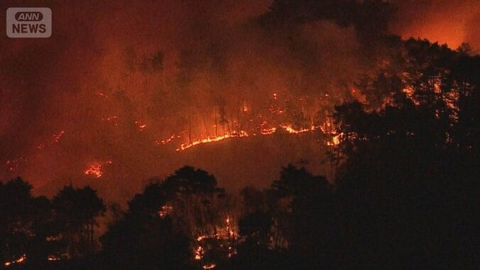 強風と乾燥で…火の勢い収まらず　岩手・大槌町で山林火災　1000人超に避難指示 1枚目