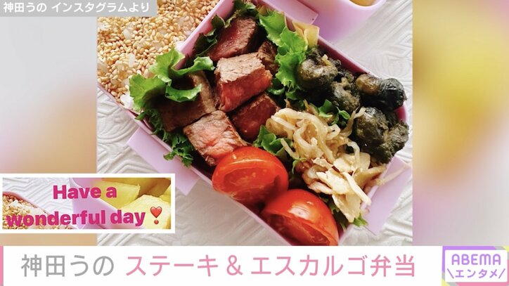 神田うの、セレブ感満載な手作り弁当を披露 ステーキ&エスカルゴをおかずに