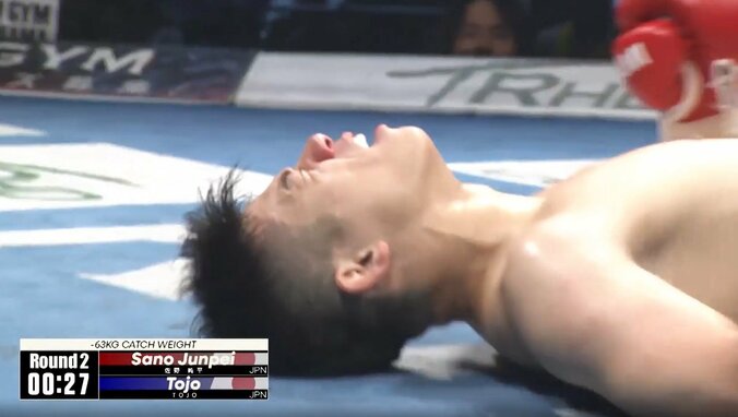 前のめりで崩れて大の字