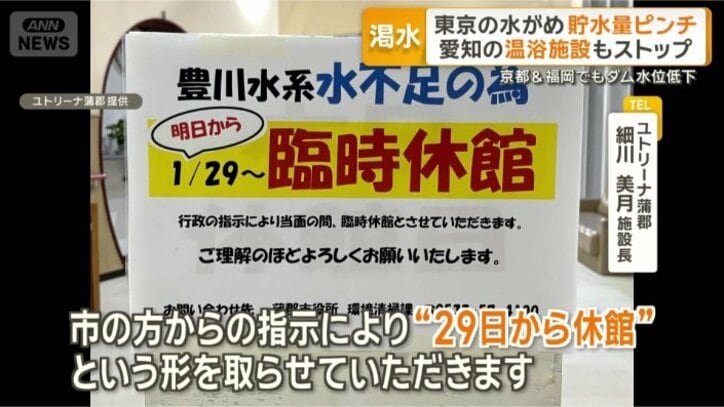 温浴施設にも影響