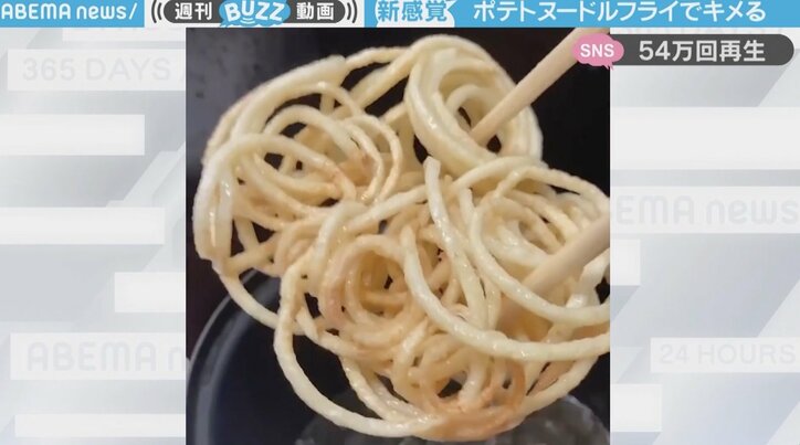 じゃがいもを麺状にカットし「ポテトヌードルフライ」に！斬新な調理法の飯テロ動画が話題に