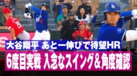 【映像】大谷翔平 あとひと伸びでHR 入念なスイング&角度確認