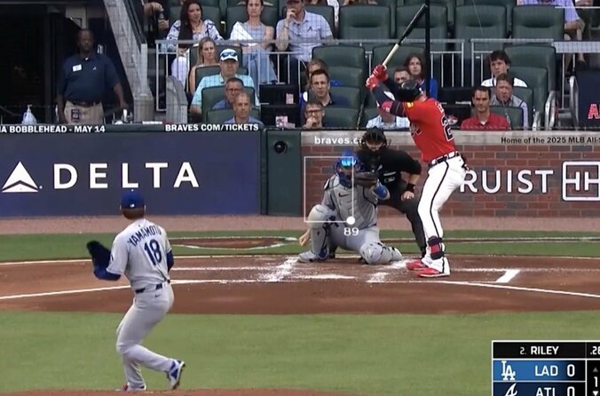 【写真・画像】一体、何が起きた…？ 山本由伸の目の前で“まさかの珍光景”「恥ずかしいw」「消えた？」 ヨーヨーカーブに“マン振り三振”→バットが吹っ飛ぶ　1枚目