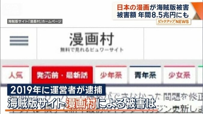 海賊版サイト漫画村による被害は