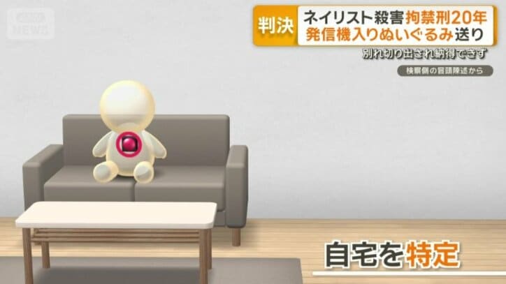 発信機を仕込んだぬいぐるみを送りつけ…