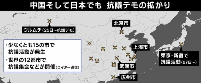 ゼロコロナ政策への不満のはずが…中国抗議デモが“闇鍋”化？ 専門家「日本の右翼も来てただの反中デモに」 2枚目