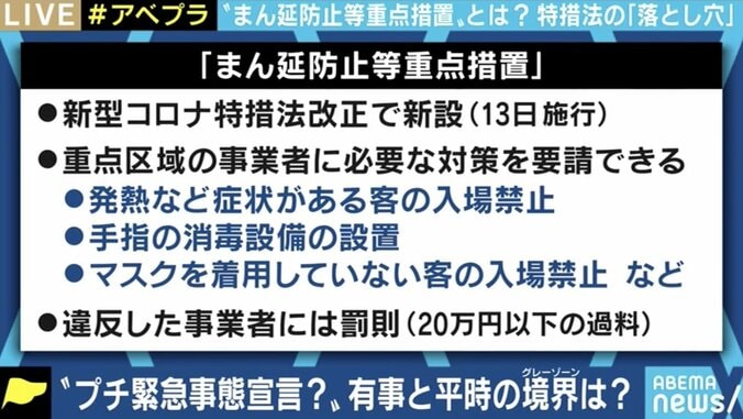 平時と有事のグレーゾーンで“プチ緊急事態宣言”？ 新型コロナ特措法「まん延防止等重点措置」の“落とし穴” 「訴訟でほぼ確実に負ける」 1枚目