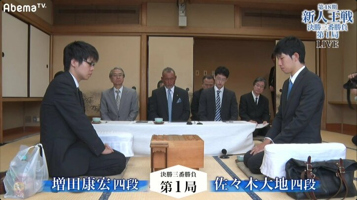 将棋・次世代エース　増田康宏四段と佐々木大地四段が対決中／新人王戦決勝三番勝負第1局