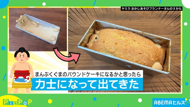 クマ型パウンドケーキ、完成後のビジュアル