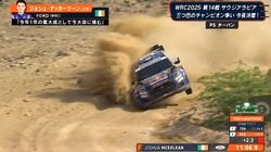 「危ない！」世界一のラリー車が一瞬“浮き上がる”衝撃の瞬間 26歳新鋭、あわや横転の激走にチーム代表は頭抱える