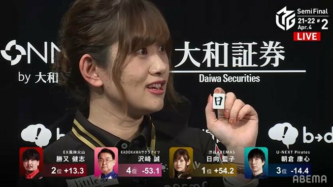 仲間とお守りが勝利の源 日向藍子、ライバルごぼう抜きの親跳満でトップ 悲願の優勝へ「駆け抜けていきます！」／麻雀・Mリーグ 1枚目