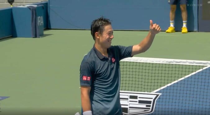 錦織圭が「笑ってる」 現役最後の4大大会…フルセットの激闘制した直後の光景にSNS感激「最高の笑顔に感無量」 3枚目