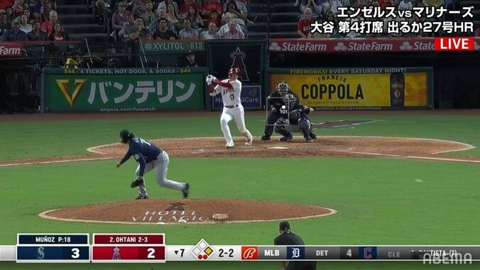 大谷翔平、3安打目は101マイルの剛速球打ち 「101マイルを投げて101マイルを打つ男」と驚異のレベルで二刀流実現との声 1枚目