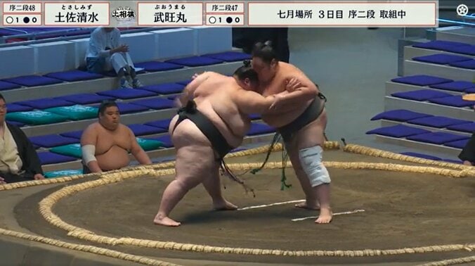 合計体重は“約400キロ” 土俵上に驚愕の光景 ド迫力対決に「重量級なのに動きは軽い」 2枚目