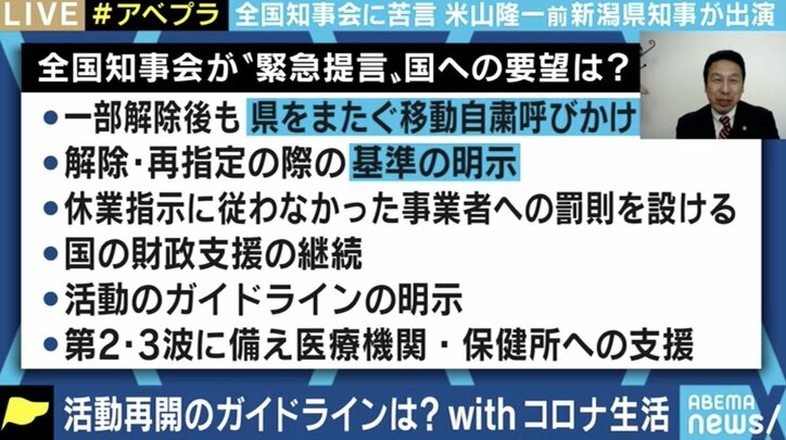 「いつまでも緊急事態宣言に甘えるべきではない」米山隆一氏が都道府県知事たちに苦言