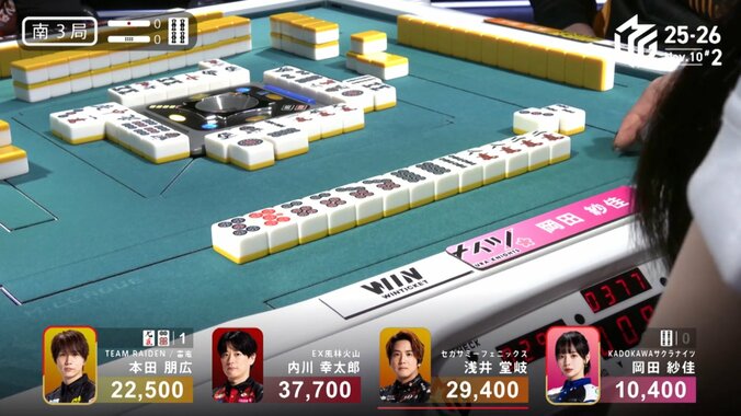 顔はクール、アガリは激熱！岡田紗佳の倍満シーン