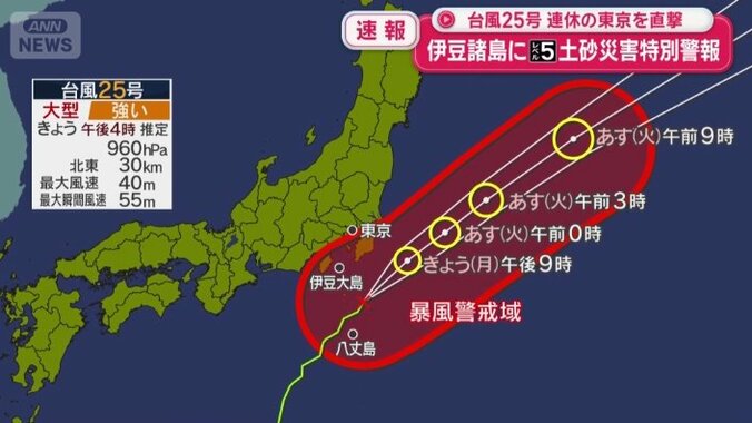 21日夜にかけて関東に最接近
