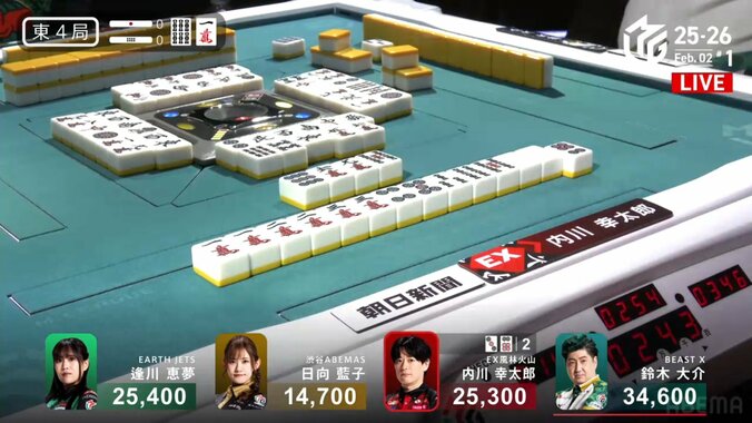 実況も「ズルい！」内川、カンドラが乗ってからアガる絶好の満貫ツモ