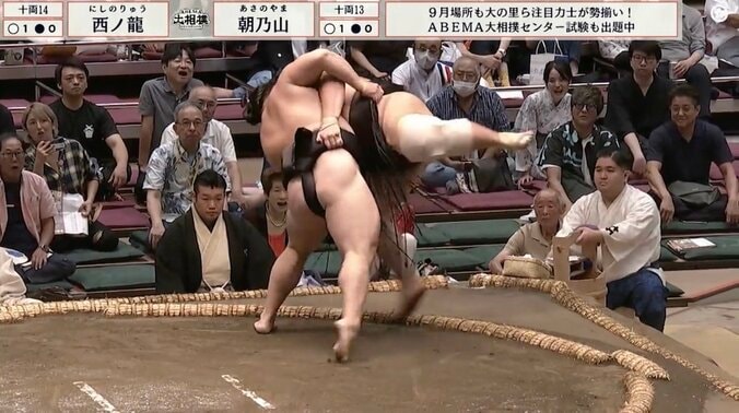 朝乃山をひっくり返す西ノ龍