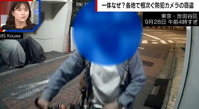 深夜に防犯カメラを破壊する男