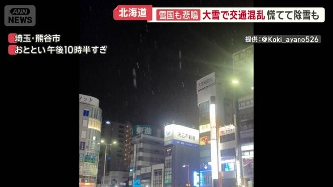 平年より7日早く初雪を観測した熊谷市