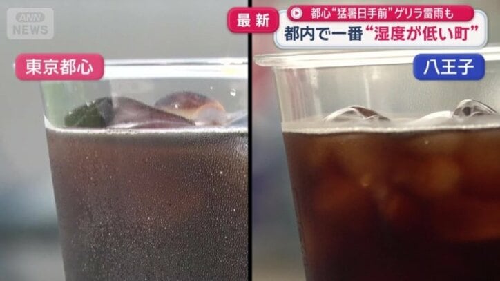 都心と八王子の結露の進み具合は？