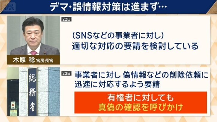 有権者に対しても真偽の確認をするよう呼びかけ