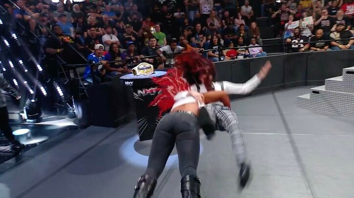 【映像】人気女子レスラーの“交通事故級”タックルで悶絶