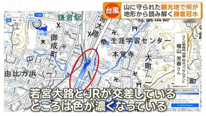 「若宮大路でも一番低い場所」