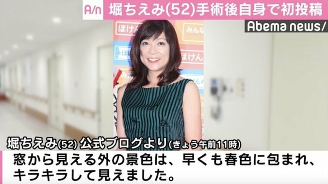 堀ちえみ、手術後ブログ初投稿「少しだけ歩いてみました」　闘病への決意明かす 2枚目