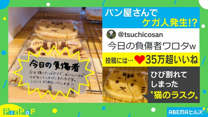 パン屋で見つけた“かわいい負傷者”「素晴らしい」「ユニークなアイデア」と話題 販売店「無事に引き取られていきました」 1枚目