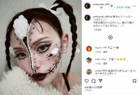 鈴木えみ、恐怖の“ドールメイク”を披露 「え、ほんとに破けてる？」「クオリティがレベチ」とファン驚愕