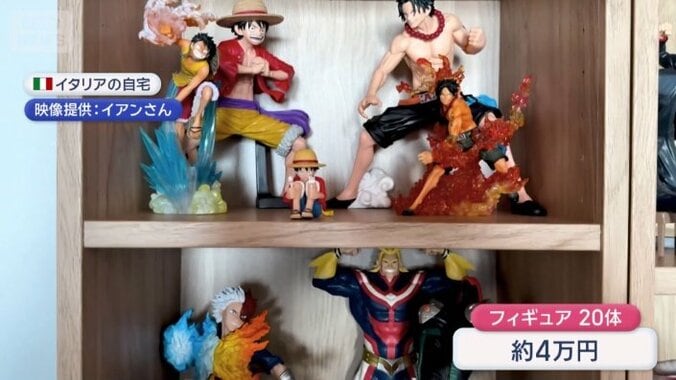 自宅の棚には日本のフィギュアがたくさん