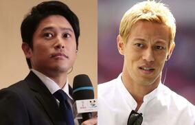 「手を添えて写真を撮って下さいました！」テレ朝・安藤アナが本田&内田との3ショットを披露！「お二人に日本中が盛り上がったのでは！？」