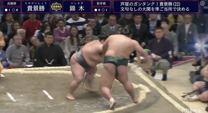 貴景勝、危なげなく連勝スタート　元前頭・若ノ城「優勝した場所より動きが良い」 1枚目